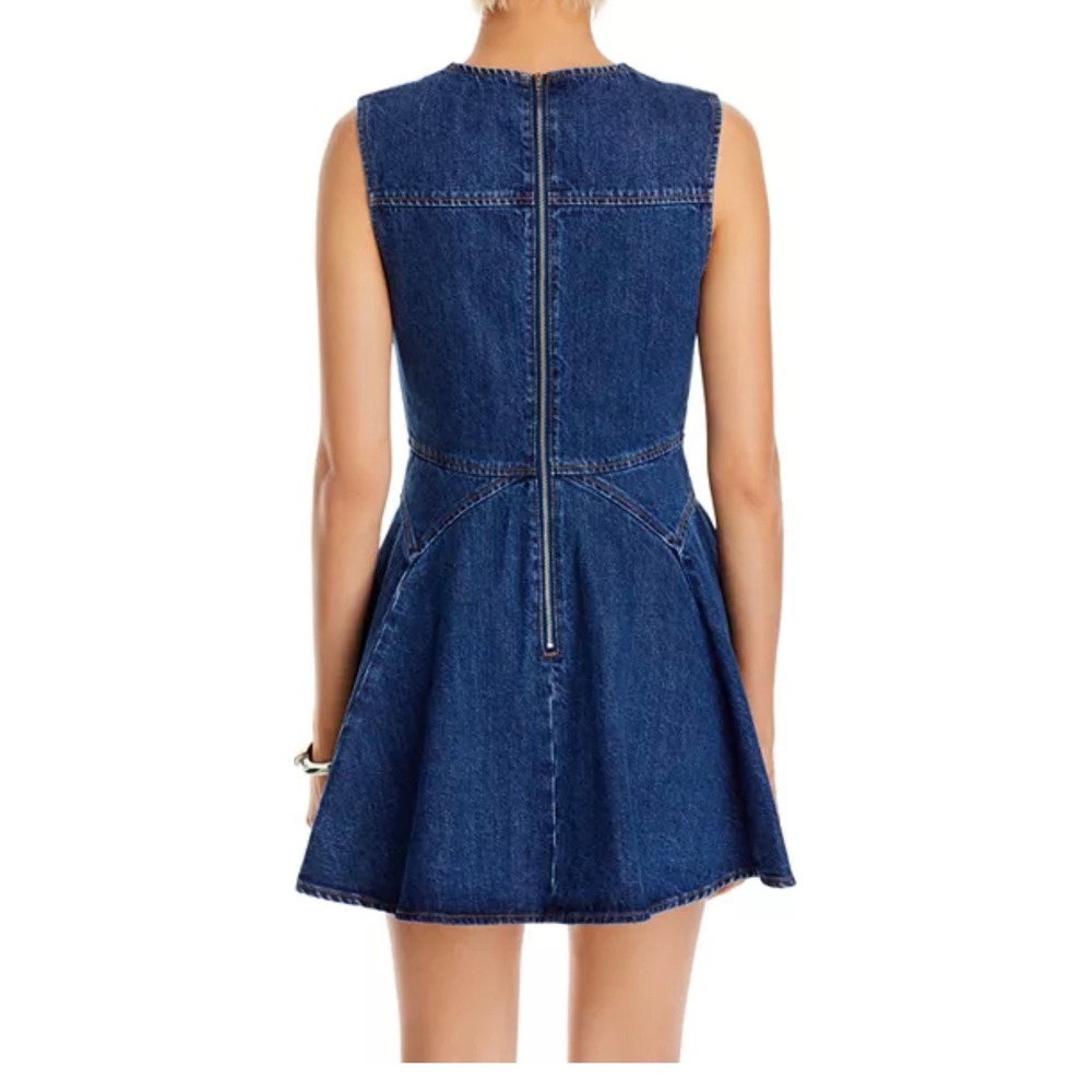 Self-Portrait Skater Denim Mini Dress  Button Fit Flare US‎ 12 UK 16 - Picture 4 of 10